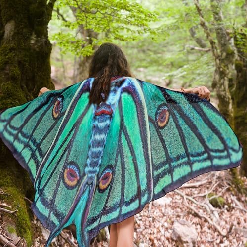 Yinder 2 Pcs Halloween Moth Wings Costume Cape, Shawl Headband Women