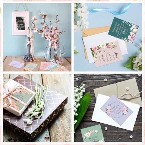 60 Pcs Christian Prayer Cards Bulk for Women Scripture Cards with Bible Verses Faith Religious Gifts Mini Scripture Wallet Card for Church Women Gift Party Favor Supplies