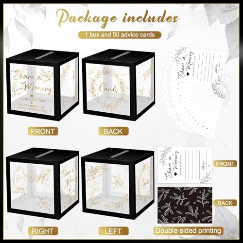 Pajean 50 Pcs Greenery Share a Memory Card, Celebration of Life Cards Box