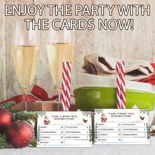 Christmas Friendly Feud Game, Holly Pine Tree Themed Party Game for Family, Winter Party Supplies and Activities Decorations, Holiday Trivia Games for Large Groups, 1 Pack(04)