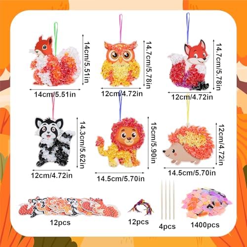 Fennoral 12 Pack Fall Craft Kit for Kids Make You Own Fall Animals Poke in Art Kit Fall Arts and Crafts DIY for Kids Boys Girls Party Supplies Thanksgiving Autumn Decoration
