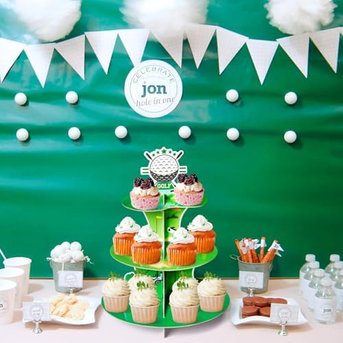 Golf Birthday Cupcake Stand - 3 Tiered Baby Shower Party Decoration
