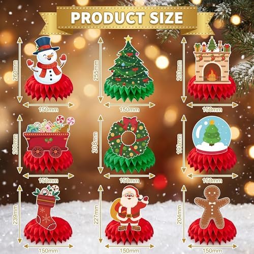Christmas Decorations - Santa Snowman Stocking Christmas Tree Honeycomb Centerpieces