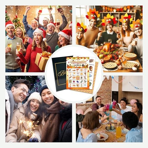 Happy Thanksgiving Party Bingo Game Cards, Fall Bingo Set for Adults Large Group, Fall Holiday Fun Party Games, Harvest Activities Icebreaker Games, Thanksgiving Gifts for Family Friends, 01