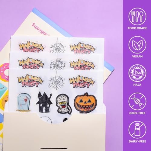 60pcs Wafer Paper Edible Halloween Cake Decorations Cupcake Toppers
