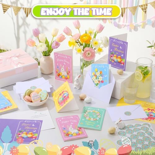 Motiskyy 100 Pcs Religious Greeting Cards with Envelopes and Stickers Bunny Holiday Card Gift Best Wishes Cards for Mom Daughter Women