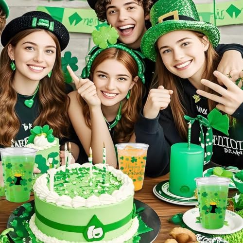 60 Pack St. Patrick’s Day Cups – 16oz Plastic Party Cups