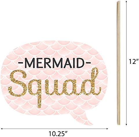 Mermaid Bridal Shower Photo Booth Prop Kit, DIY Cardstock Props - 20pc