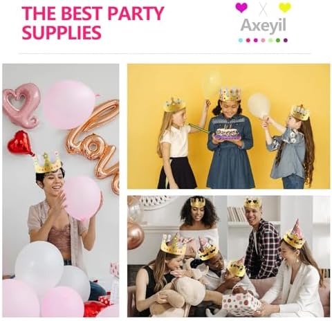 152 Pcs Paper Crowns for Kids Boys Girls Adults Princess Prince King, Classroom Crown, Birthday Party Hats with Gold Gem Jewels Number Letter Stickers, DIY Decor Favor Supplies