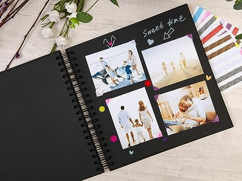 potricher 10 x 10 Inch DIY Scrapbook Photo Album 80 Pages, Black