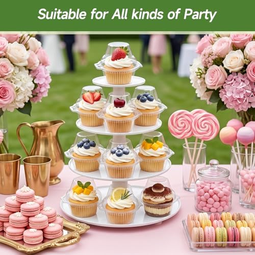 Dealusy 100 Pack Individual Cupcake Containers with Airtight Lids