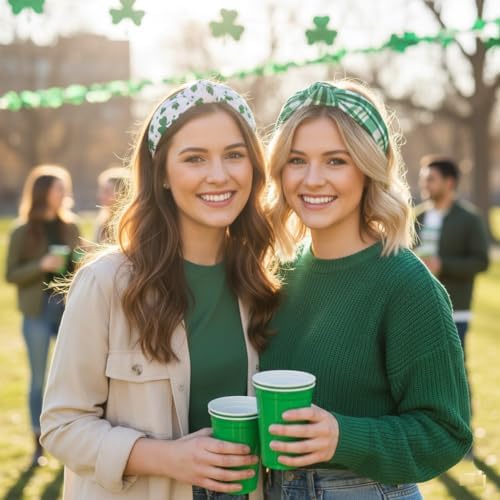 Huachi Knotted Headbands for Women Non Slip Fashion Womens Headbands - Cute Hairband for Women‘s Wide Top Knot Hair Hoops for Girls - St. Patrick's Day Head Band Hair Accessories for Women 4PCS