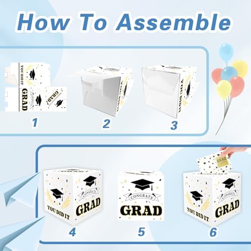 Graduation Card Box 2026 Graduations Decorations, White Graduation Card Box for Party 2026, Grad Cards holder Class of 2026 for College High School Gift Decor Supplies
