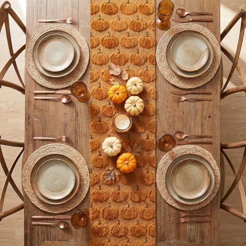 Artoid Mode Caramel Soft Faux Fur Fall Table Runner 13x60 Inch