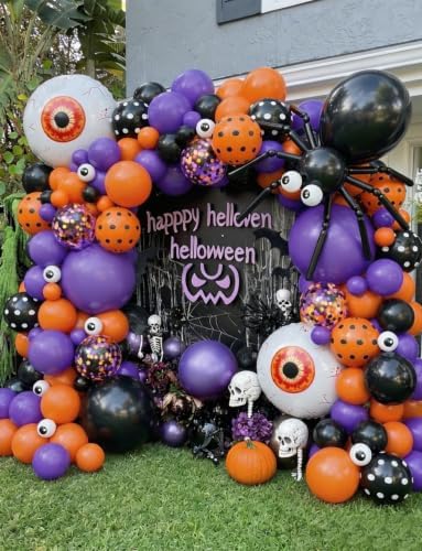 Halloween Balloon Garland Arch Kit, Purple Orange Black Balloons