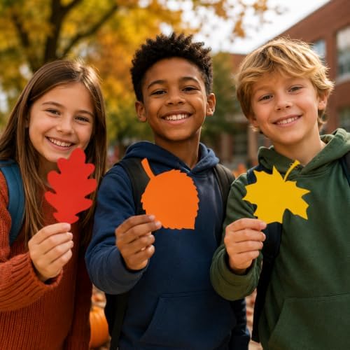 Thanksgiving Crafts for Kids - 300 PCS Fall Leaves Cutouts Pre-Cut Set