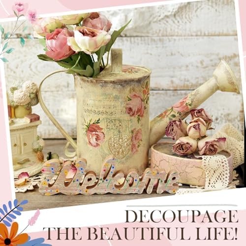 Crtiin 20 Pack Decoupage Napkins Floral Cocktail Decorative Paper Napkins