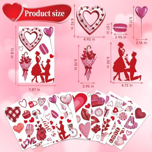 Valentines Day Window Clings for Glass Windows, Valentine's Day Decorations