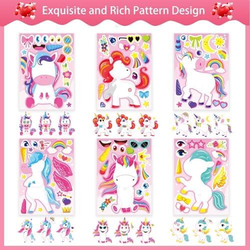 Make Your Own Unicorn Stickers, Make a Face Sticker, Pink Unicorn Stickers