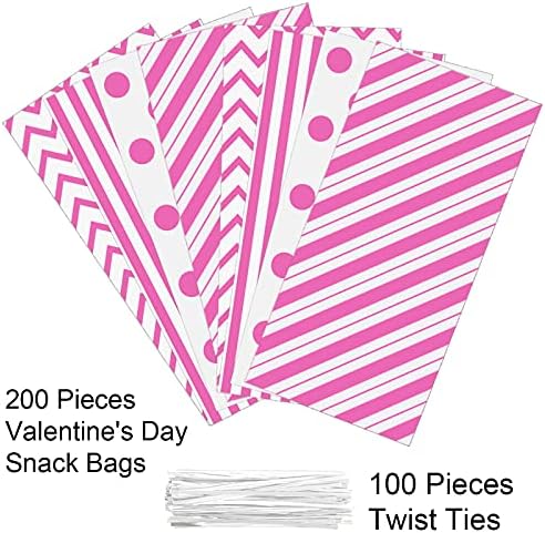 Aneco Pink Cellophane Bags 100 Pack 10.6 x 5.1 Inch
