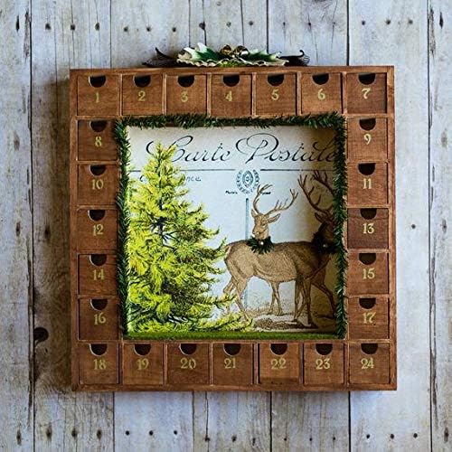 Creative Hobbies 13 Inch Christmas Advent Calendar Shadow Box - Pre Assembled with Removable Drawers - Unfinished Wood Ready to Decorate and Personalize - For DIY, Gifts & Crafts