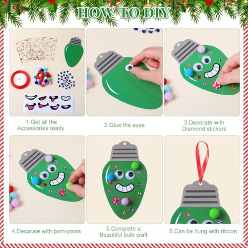 Funrous 48 Sets Christmas Crafts Bulk Colorful Lights Bulbs Paper Crafts