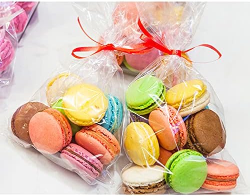 Yotelab Cellophane Treat Bags, 7x14 In Cellophane Bags With Ties, 100 Pcs