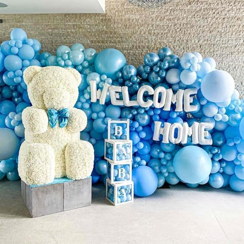 PartyWoo Pearl Light Blue Balloons 140pcs Baby Pastel Blue Different Sizes