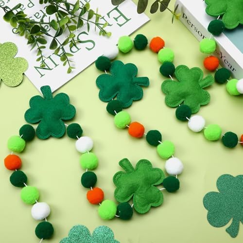 Jansun 8.2ft 3D St Patrick's Day Shamrock Felt Garland