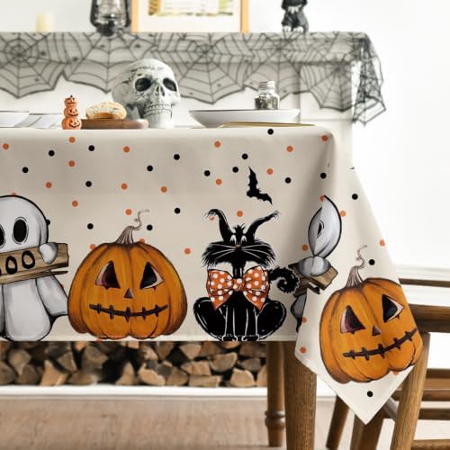 Horaldaily Halloween Tablecloth 60 x 120 Inch Rectangular Jack-O-Lantern