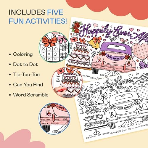 Tiny Expressions Wedding Activity Placemats, Pack of 12