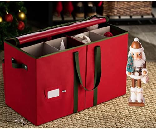 ZOBER Nutcracker Storage Containers - Ornament Christmas Figurine Storage Box - Christmas Village Containers Fits Up to 8 15-Inch Figurines & Xmas Decorations Accessories - Red