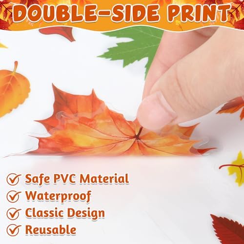 9 Sheets Fall Decorations, 274 PCS Fall Window Clings, Double Sided Autumn Stickers with Maple Leaves Pumpkin Nuts, Autumn Window Clings for Party Thanksgiving Decor Indoor Outdoor Accessories