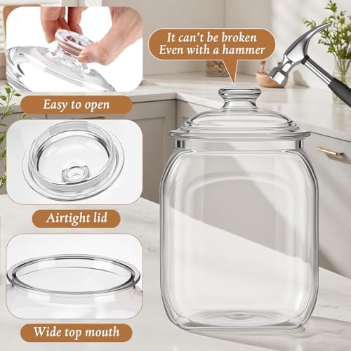 Suclain 2 Pack Acrylic Cookie Candy Jar with Lid, 1 Gallon