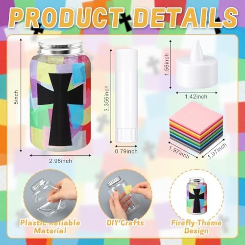 Qinyoung 12 Pcs Religion Cross Mason Jars Crafts Sunday School Crafts