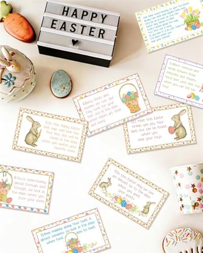 Easter Scavenger Hunt Cards - Easter Egg Hunt Cards for Teens with Envelopes - Easter Party Games Favor for Teens Adults Family -A01