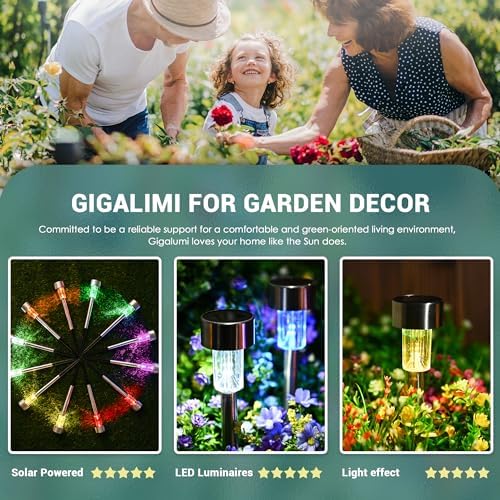 GIGALUMI Outdoor Waterproof Multicolor Solar Garden Lights, 20 Pack