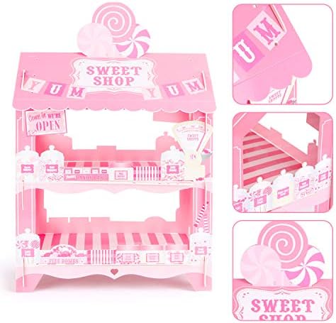 Pink Cupcake Stand Candy Cart Cake Holder Lollipop Display Stands for Birthday Barbecue Picnic Weddings Afternoon Tea Theme Party Decorations Sweet Shop House