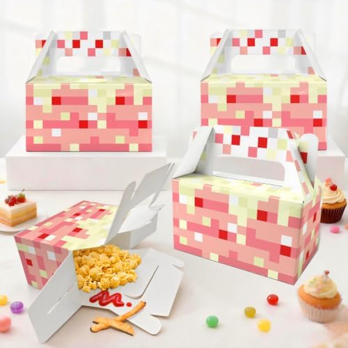 12 Pack Pink Pixel Party Favor Boxes Girls Gamer Birthday Goodie Bags