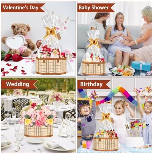 Dreamtop 3 Set Baskets for Gifts Empty, Woven Bamboo Gift Basket Empty Large with Handles, Sturdy Gift Basket Kit Empty to Fill for Christmas Birthday Baby Shower Wedding Gift