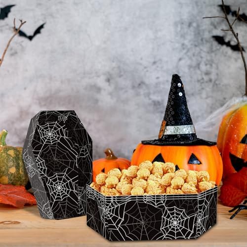 FRIDAY NIGHT 24 PCS Halloween Paper Food Tray Disposable Coffin Bowl