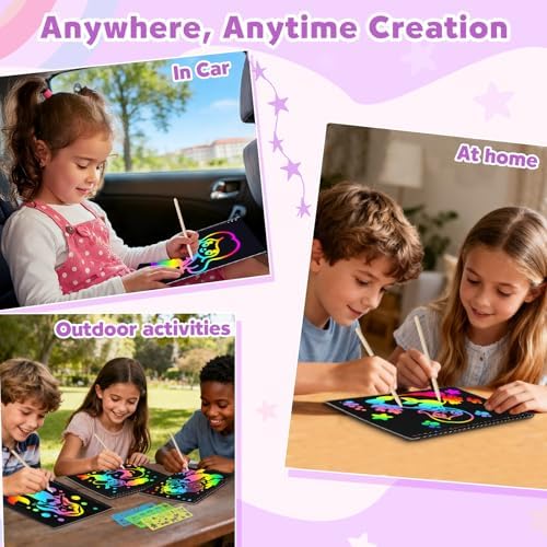 ZMLM Scratch Paper Art-Crafts Gift: 2 Pack Rainbow Notebooks Supplies Toys