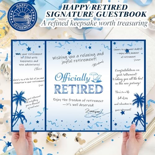 Retirement Guest Book Alternative Signing Board Card, Blue, 18 X 12 In