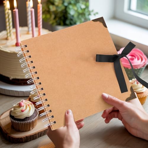 DIY Scrapbook Photo Album Kit 8 x 8 Inch Guest Book Memory Journal with Pens, Envelope, Letter Paper, Pearl Stickers, Metallic Letters for Birthday Wedding Graduation Anniversary