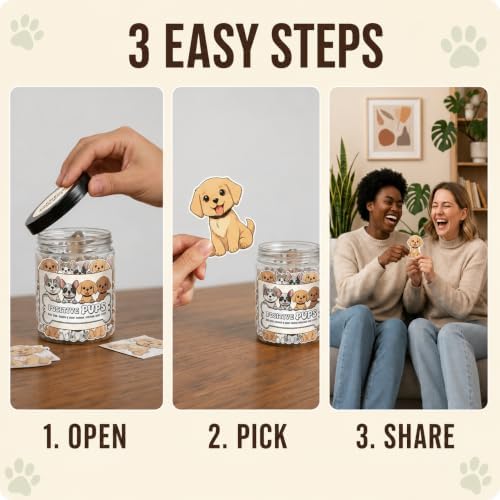 DEARMINE Positive Pups Jar, 60 Affirmation Cards, Dog Mom Gifts for Women, Teacher Appreciation Gift, Inspirational Gifts for Women, Cute Desk Decor for Dog Lovers and Coworkers
