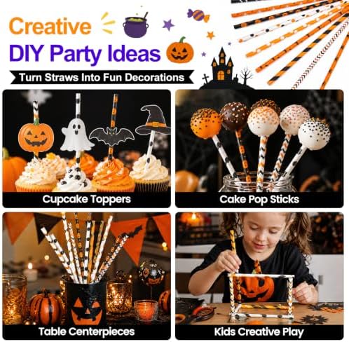 HANSGO 70 PCS Halloween Paper Drinking Straws