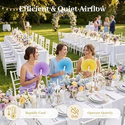 JOHOUSE Decorative Round Hand Fan Foldable, 12 Packs Colourful Paper Fans