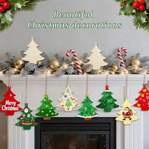 36 Pack Wood Christmas Tree Cutouts, Wooden Xmas Tree Ornaments to Paint