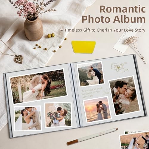 Popotop Photo Album Self Adhesive Scrapbook Album for 4x6 5x7 8x10 Pictures DIY Photo Book as Scrapbooking Supplies Kits, Birthday Gifts for Women Mom Wedding Baby Family Travel (Pack of 3)