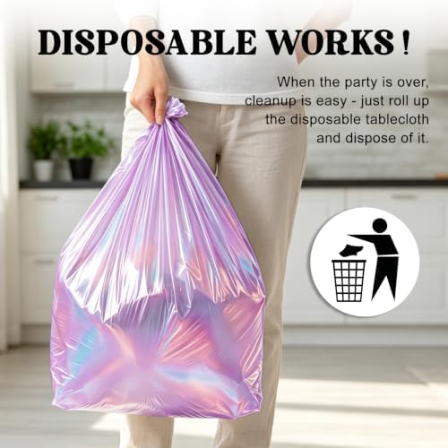 8 Pack Pink Solid Laser Plastic Tablecloth 54" x 108" Disposable Table Cloths for 6 to 8 Foot Tables Rectangle Table Cover for Parties(Pink Solid Laser, Rectangle)